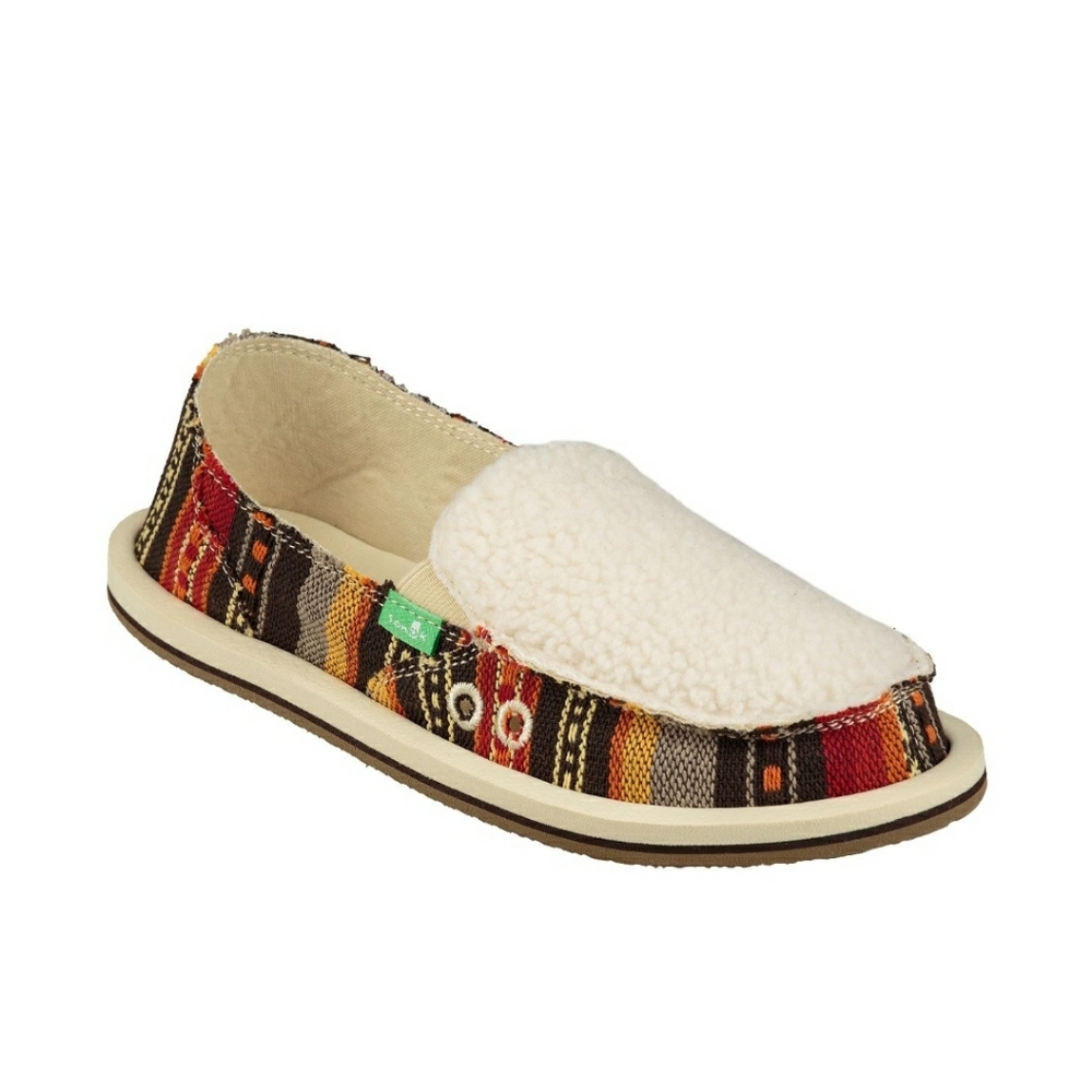 Sanuk Donna sherpa blanket slip on flats Sz 5